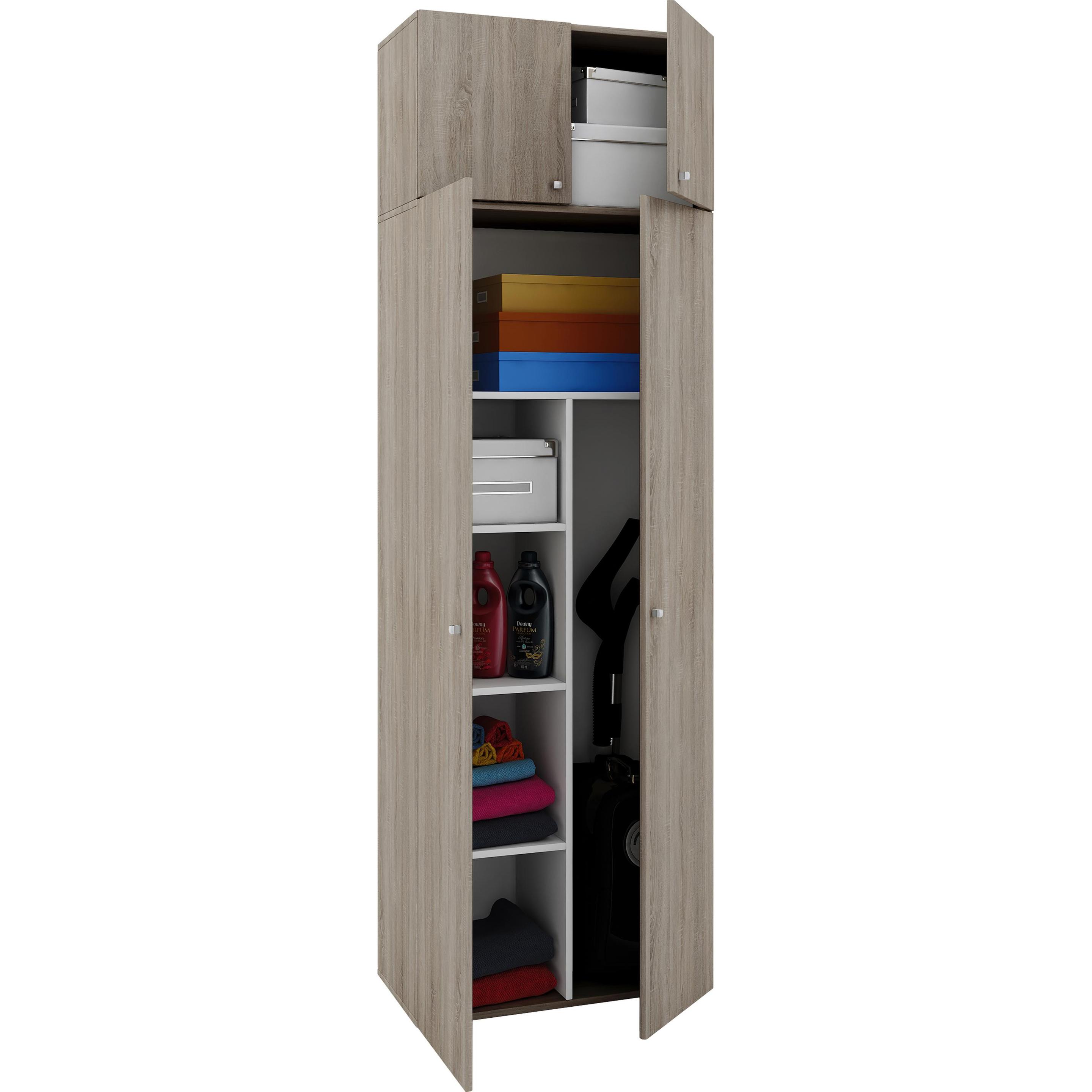 VCM, Kleiderschrank, Holz Besen Putzschrank Serie Vandol mit Drehtüren (70 x 40 cm)