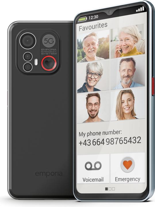 Actual product image Emporia SMART.6, Senior smartphone (128 GB, Black, 6.58", Single SIM, 5G)