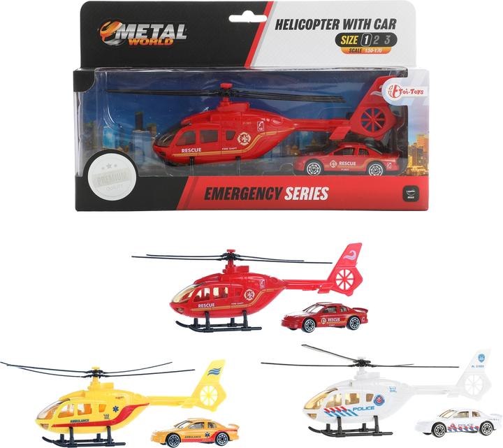 Produktbild Toi-Toys Helikopter Rettung mit Auto Metall 23cm 3f sort.