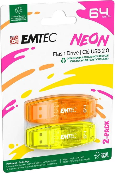 Produktbild Emtec USB2.0 C410 64GB P2 Neon (64 GB, USB-A)