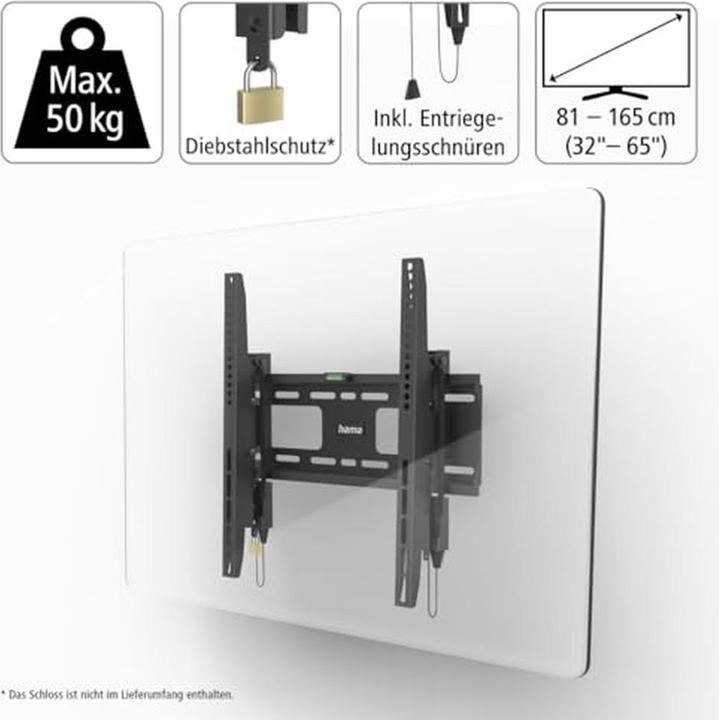 Produktbild Hama TV-Wandhalterung, neigbar, Diebstahlschutz 65 (Wand, 65", 50 kg)