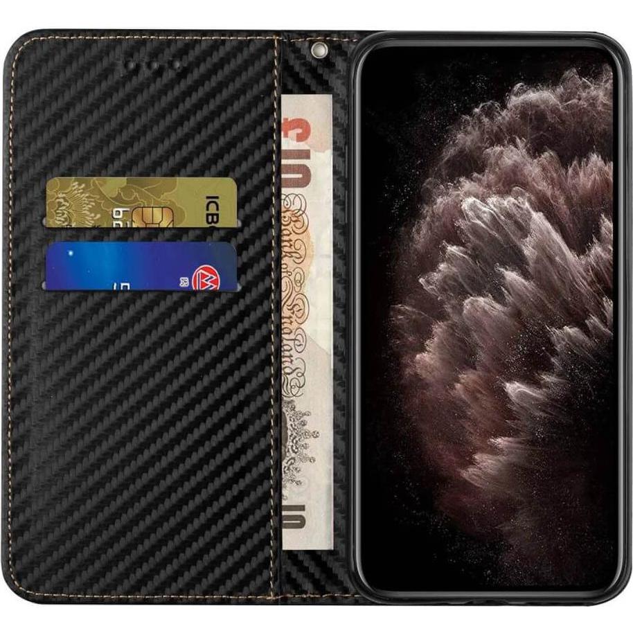 Thumbnail - Cover-Discount Carbon Look Flip Case schwarz (Samsung Galaxy S24 Ultra), Smartphone Hülle, Schwarz