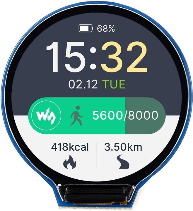 WaveShare 1.28 240x240 Rundes LCD Display Modul, 65K RGB, SPI Interface