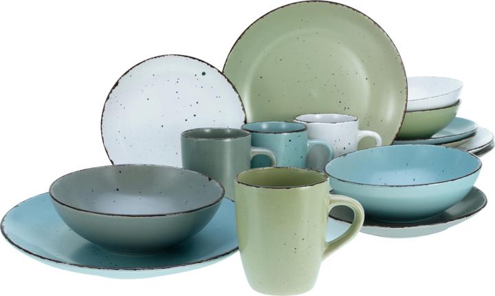 Cremeweiss, Mintgrün, Stein, Türkisblau