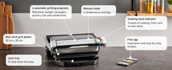 Actual product image Tefal OptiGrill+ incl. grill tongs Contact grill (GC718D), stainless steel