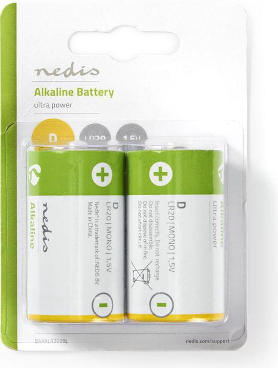 Produktbild Nedis Alkaline Batterie D | 1.5 V DC | 2-Blister (2 Stk., D)