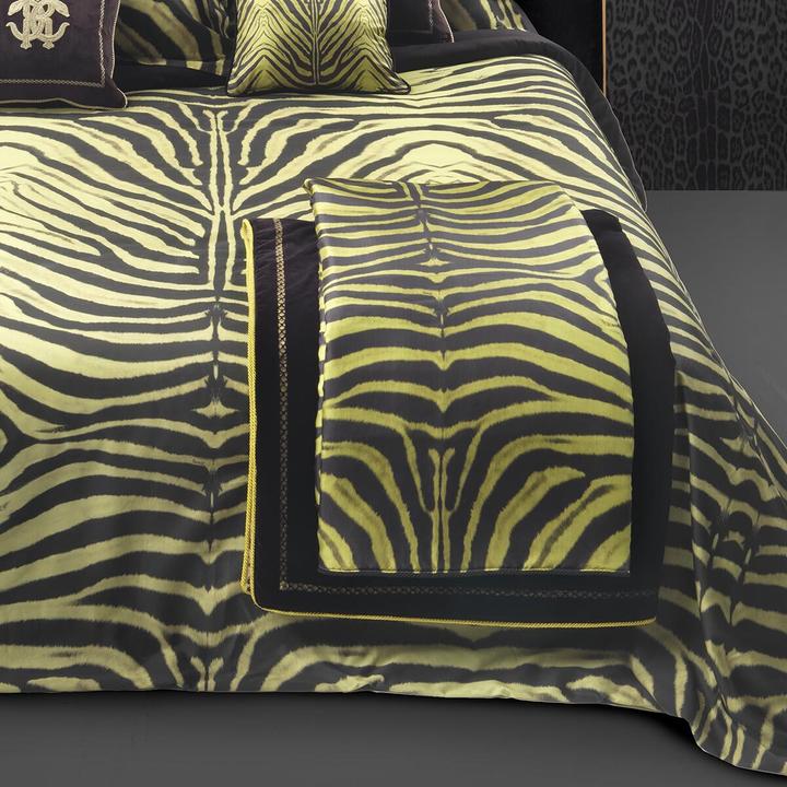 Produktbild Roberto Cavalli Mako-Satin Bettwäsche Mirror Zebra yellow (Bettwäsche Set, 155x220 cm + 80x80 cm)