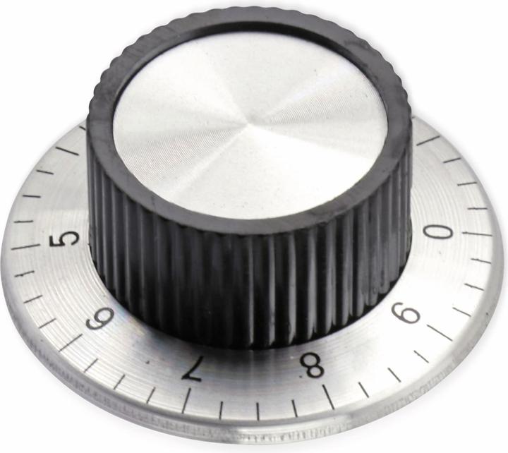 Produktbild Eneroid Aluminium-Drehknopf mit Skala 0...9, 38x15 mm, silber/schwarz