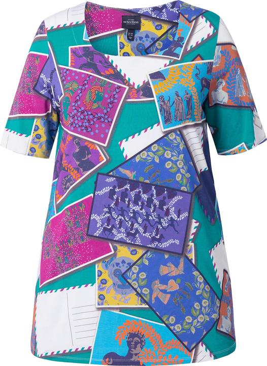Produktbild Ulla Popken Slinkyshirt, Postkarten-Design, Carré-Ausschnitt, Halbarm (56)