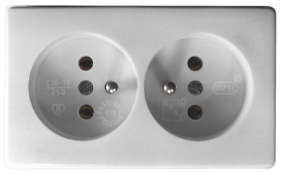 Produktbild Ospel Steckdose Kappa natynkowe doppelt mit Erdung weiss (GW-2KZ/00)