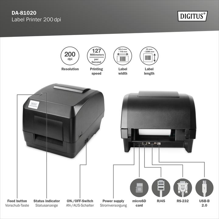 Image du produit Digitus Label Printer 200dpi (203 dpi)