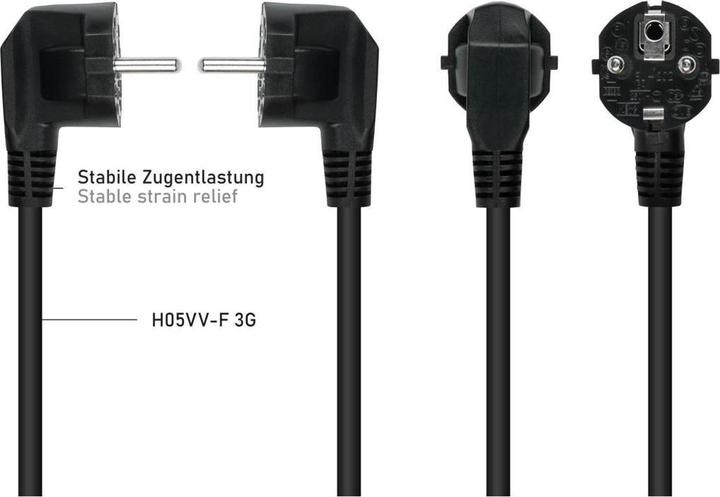 Produktbild Kabelmeister Y-Netzkabel Schutzkontakt-Stecker Typ E+F (CEE 7/7, gewinkelt) an 2x Buchse C13, schwa (2 m)