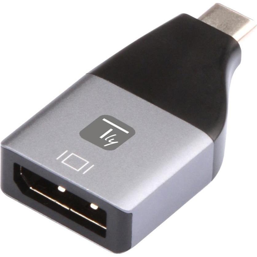 Techly Adapter DisplayPort F 1.2 auf USB-C M (USB Typ-C, 2.31 cm), Data + Video Adapter, Schwarz, Silber