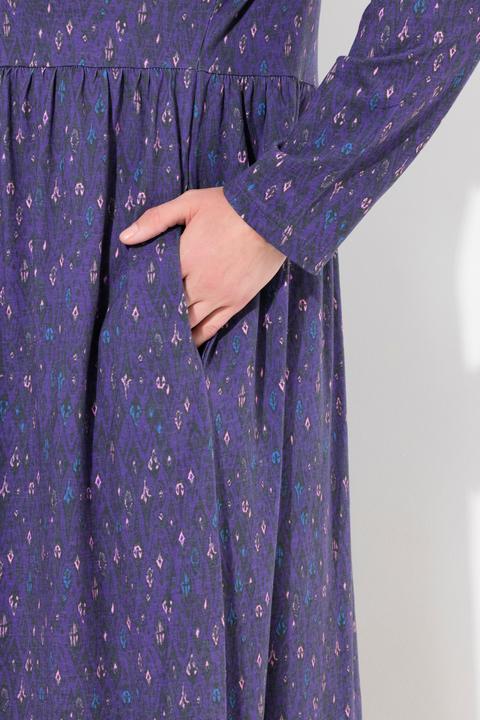 Produktbild Ulla Popken Jerseykleid, grafischer Druck, A-Linie, Rundhals, Langarm (54)