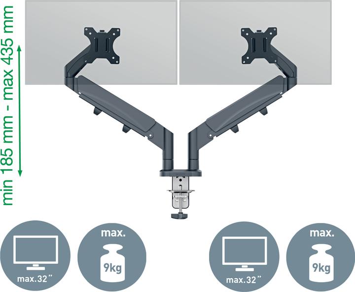 Actual product image Leitz Screen support 2 monitors velvet grey (Table, 32")
