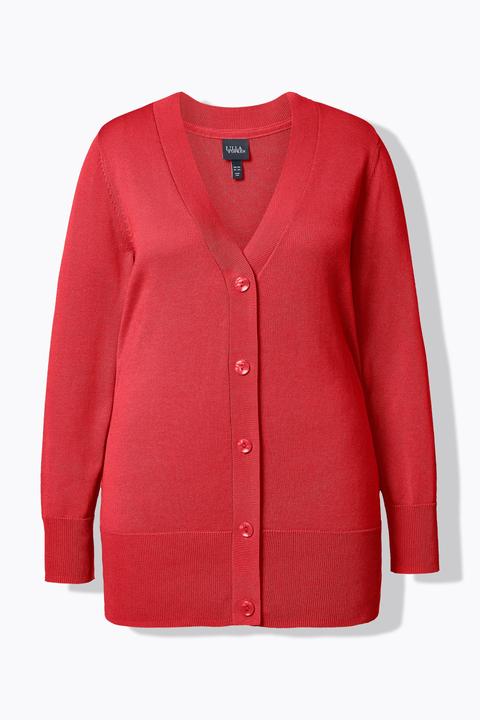 Produktbild Ulla Popken Strickjacke, V-Ausschnitt, Knopfleiste, Feinstrick (60)