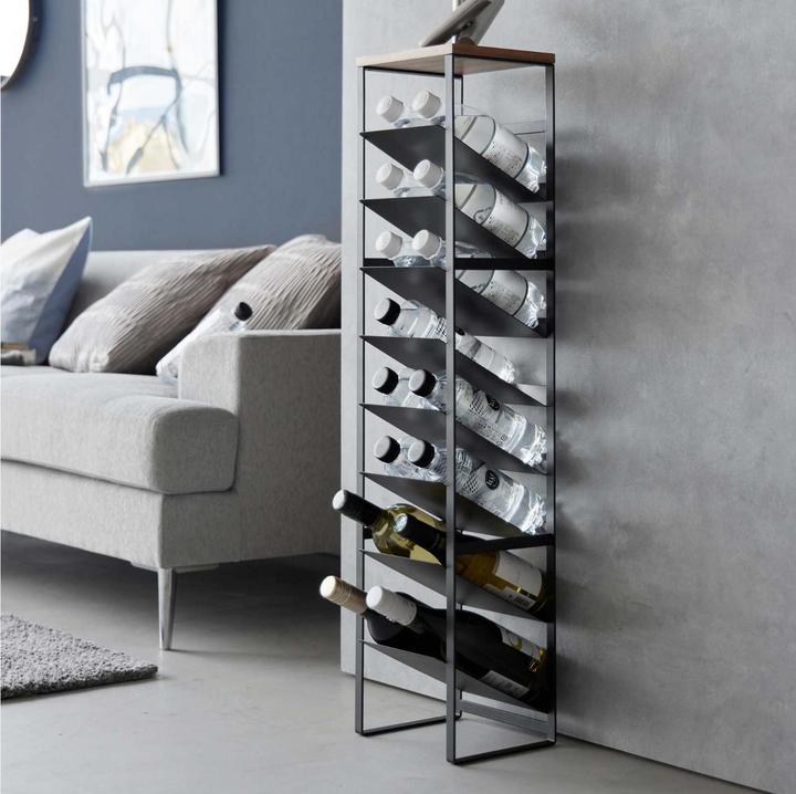 Immagine prodotto Yamazaki Portabottiglie a 8 livelli con ripiano in legno TOWER (20 x 19,5 x 88,5 cm, 16 Fl.)