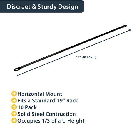 Image du produit StarTech Guide-câbles horizontal pour rack de serveurs - Gestionnaire de câbles horizontal - 10 Pack - acier
