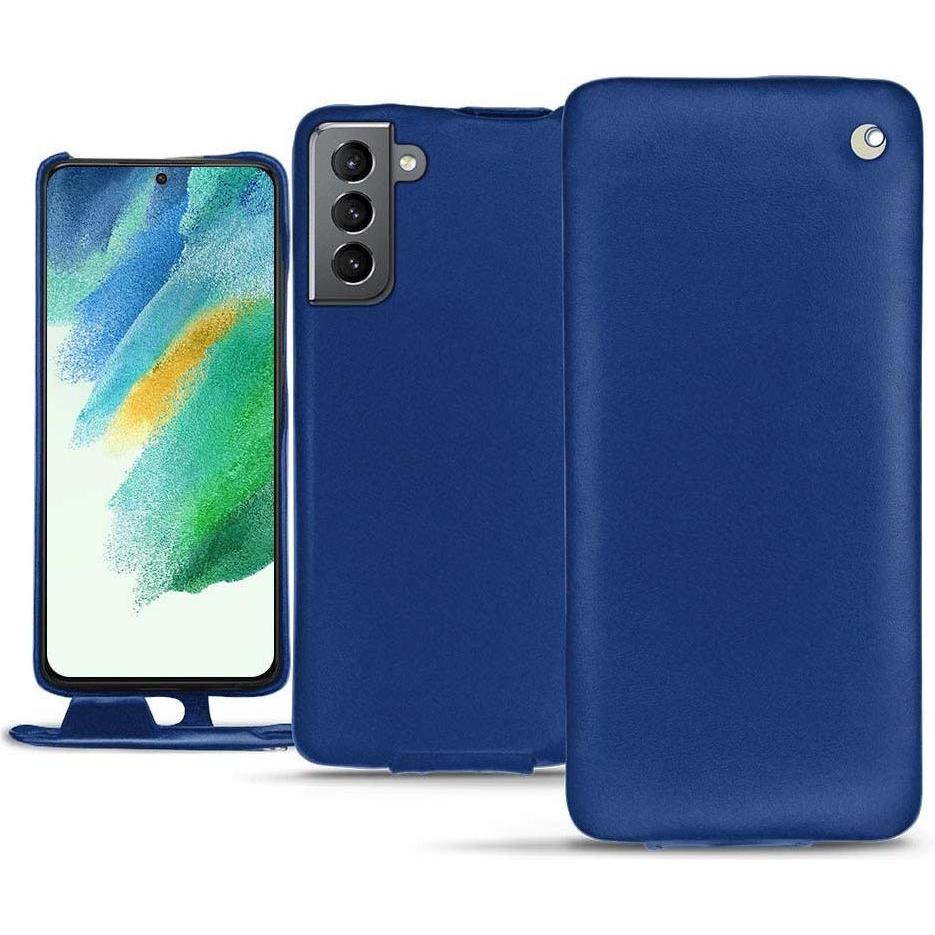 Noreve Lederschutzhülle vertikal (Samsung Galaxy S21 FE), Smartphone Hülle, Blau