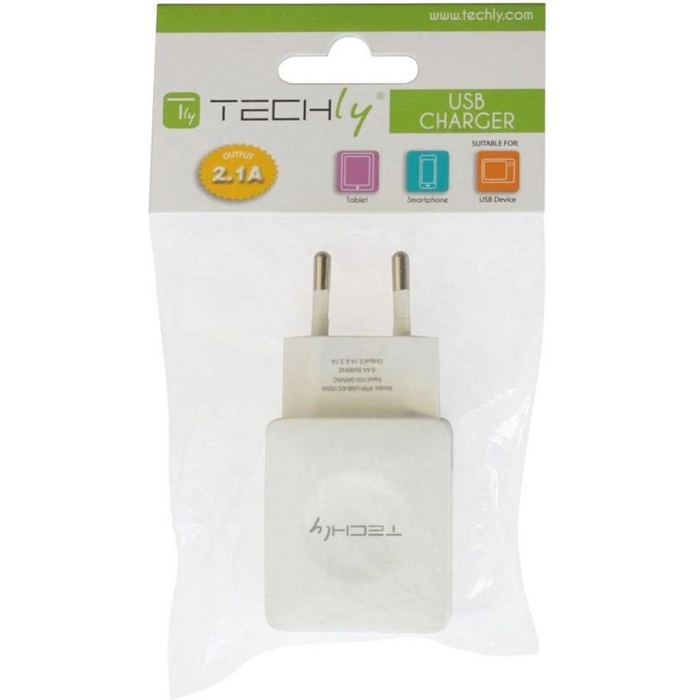 Thumbnail - Techly Two ports USB charger 2x USB 5V 2.1A&2.1A (10.50 W), USB Ladegerät, Weiss