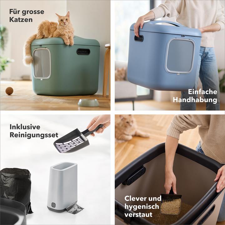 Actual product image Rotho Katzentoilette Bea XL Hellgrau, Stromversorgung: Keine (Cat litter box closed)