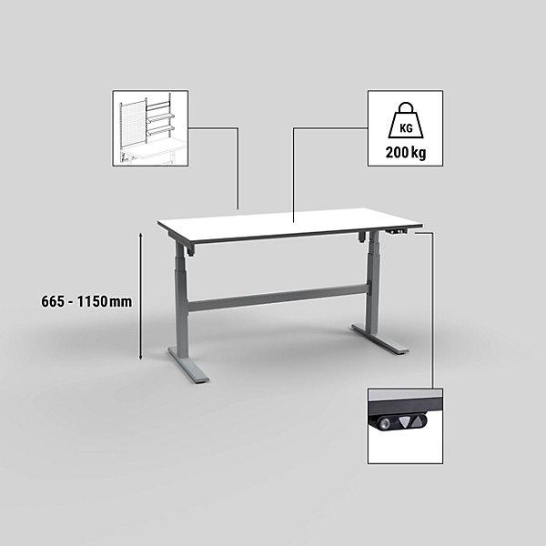 Actual product image eurokraft pro Work table, electrically height adjustable (160 cm, 80 cm)