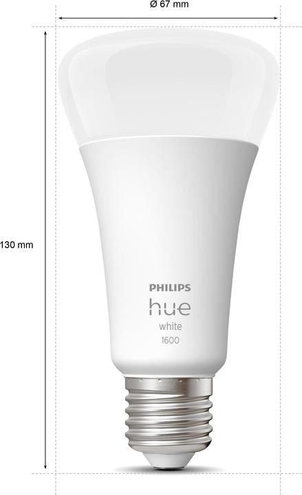 Produktbild Philips Hue White (E27, 15.50 W, 1600 lm, 1 x, F)