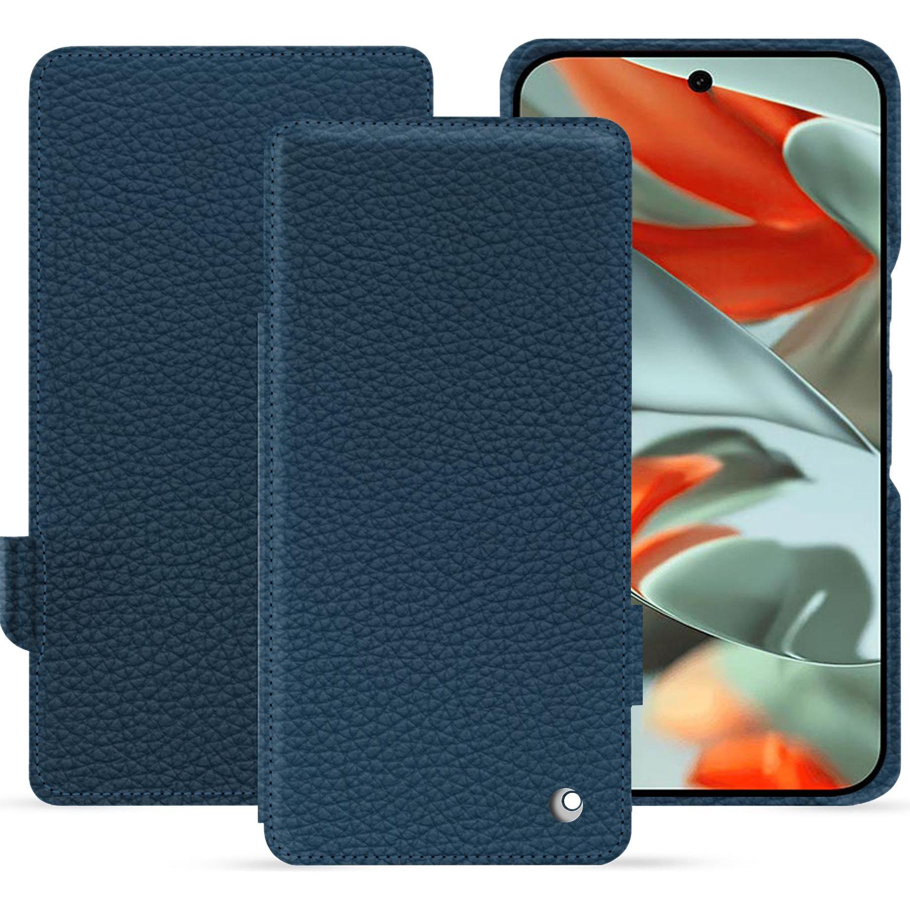 Noreve Lederschutzhülle horizontal (Google Pixel 9 Pro XL), Smartphone Hülle, Blau