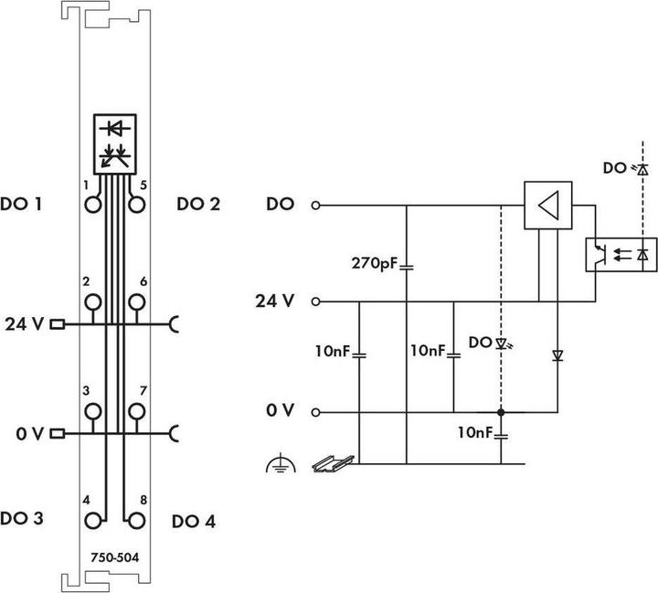 Image du produit Wago Sortie numérique 4 canaux DC 24 V - 0.5
