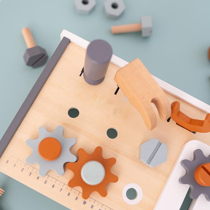 Image du produit Activity Board Établi en bois, caisse à outils avec prénom, jouet en bois garçon, cadeau de baptême garçon