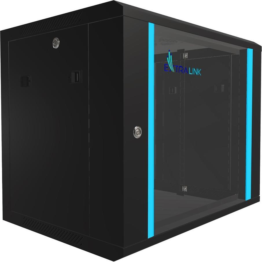 Thumbnail - Extralink 9U 600X450 WALL-MOUNTED RACKMOUNT CABINET BLACK Wall mounted rack (9 HE, 19 Zoll Rack), Serverschrank, Schwarz