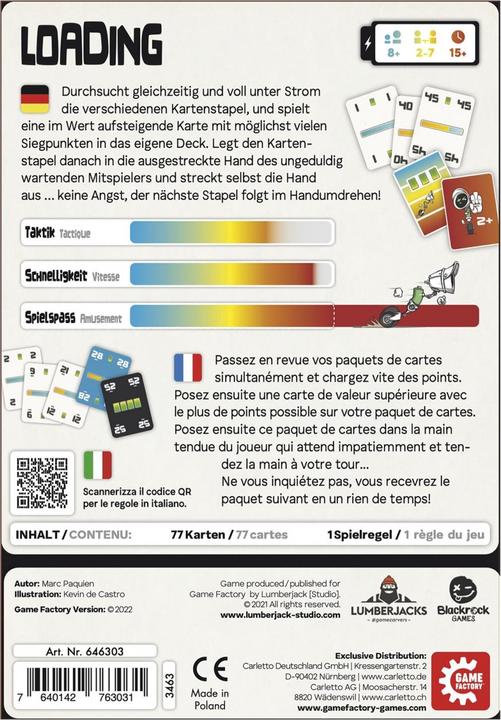 Etichetta energetica Game Factory Caricamento (Tedesco)