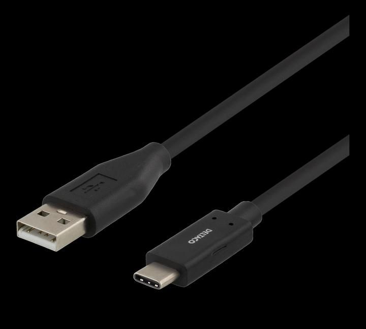 Produktbild Deltaco USB-C till USB-A kabel 2m 3A USB 2.0 svart (2 m, USB 2.0)