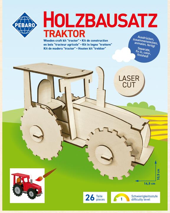 Actual product image Pebaro Holzbausatz Traktor Lasercut