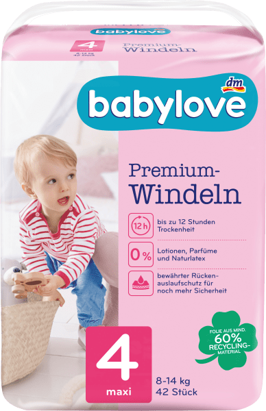Immagine prodotto dm babylove Premium-Windeln (Dimensione 4, Pacco trasportabile, 42 Pezzo/i)