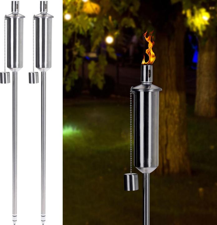 Produktbild ProGarden 2er-Set Ã–l-Gartenfackel aus Edelstahl