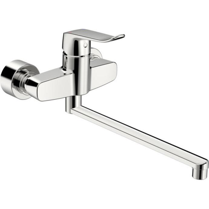 Hansa, Badarmatur, Einhandmischer Waschtisch Hansaclinica 2-Loch-Wandm. Vollh. Ausld. 377mm chrom
