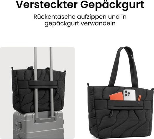 Produktbild tomtoc Terra-T38 Puffy Laptop Tote Bag, 13.5L, black (16")