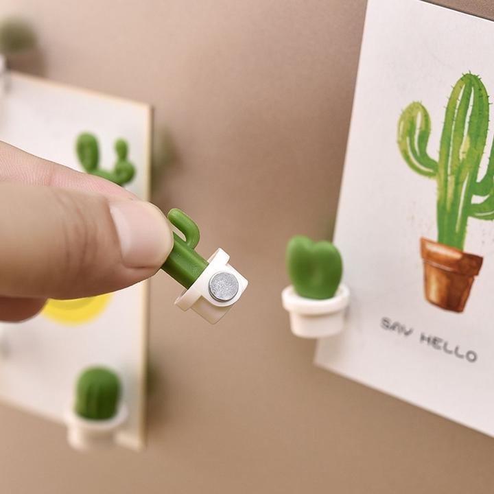 Produktbild König Design 6er Set Magnete Kühlschrank Set Küche Pinnwand Memowand Magnet Holder Kaktus (6 x)