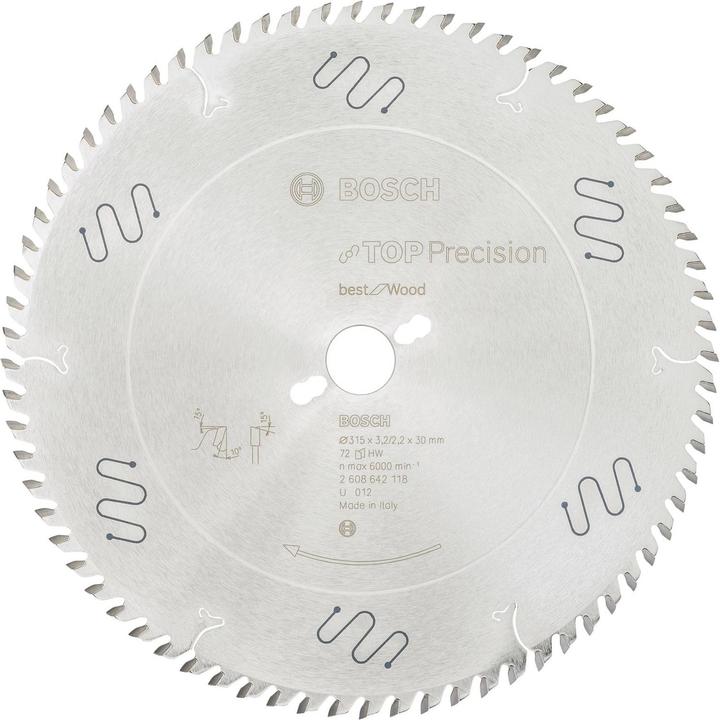 Immagine prodotto Bosch Professional Zubehör Lama circolare Top Precision Best for Wood, 315 x 30 x 3,2 mm, 72