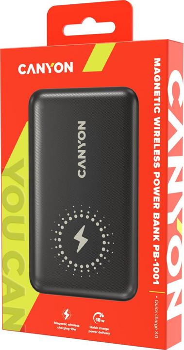 Actual product image Canyon Powerbank PB-1001 10000 mAh Juodas (CNS-CPB1001B) (10000 mAh, 18 W, 37 Wh)