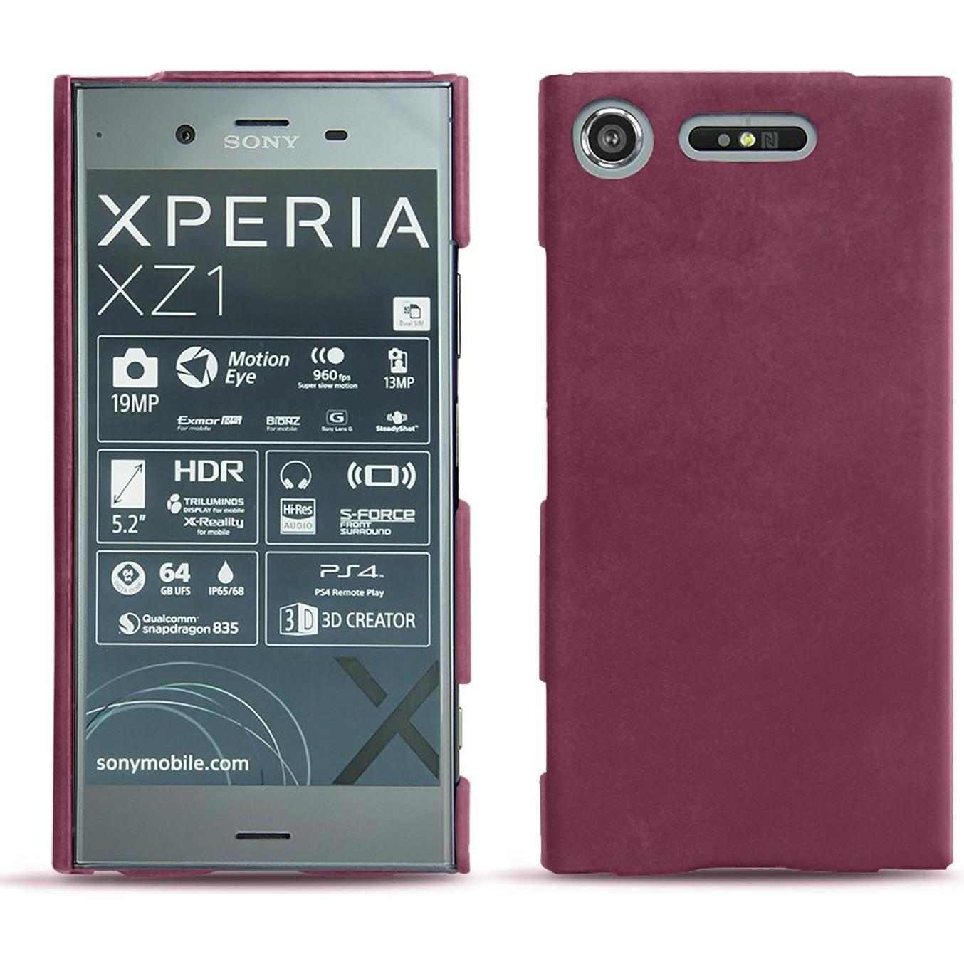 Thumbnail - Noreve Lederschutzhülle (Sony Xperia XZ1), Smartphone Hülle, Violett