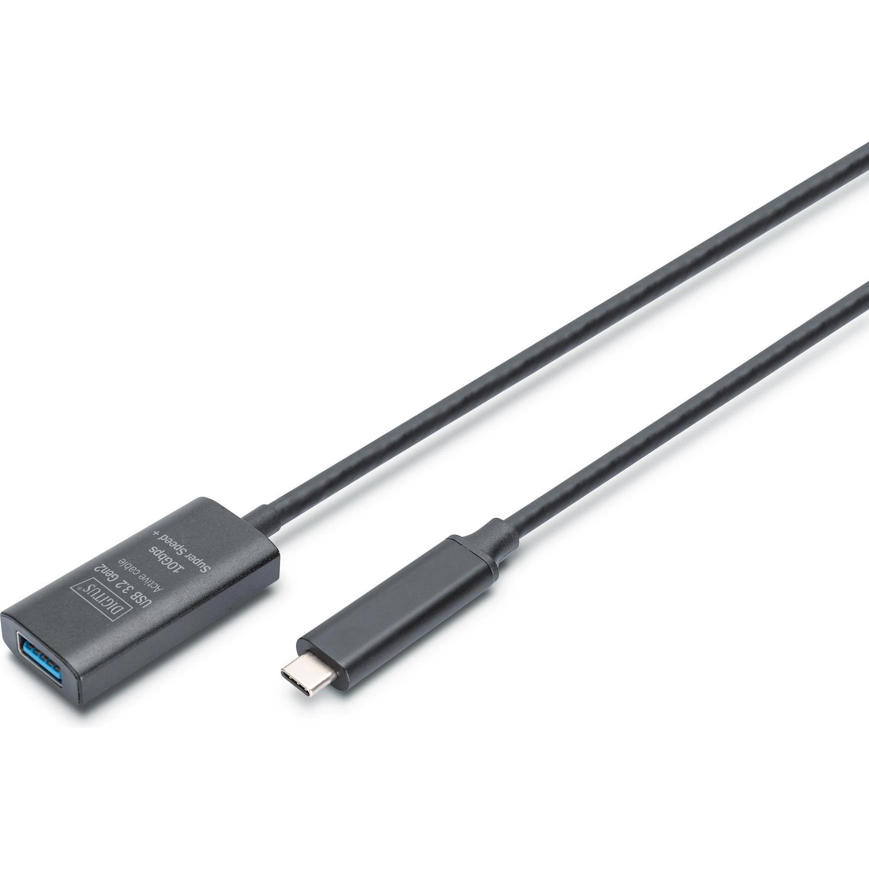 Digitus Aktives USB 3.2 Gen2 10G Verlängerungskabel, USB-C - USB-A, 5m (5 m, USB 3.2 Gen 2), USB Kabel