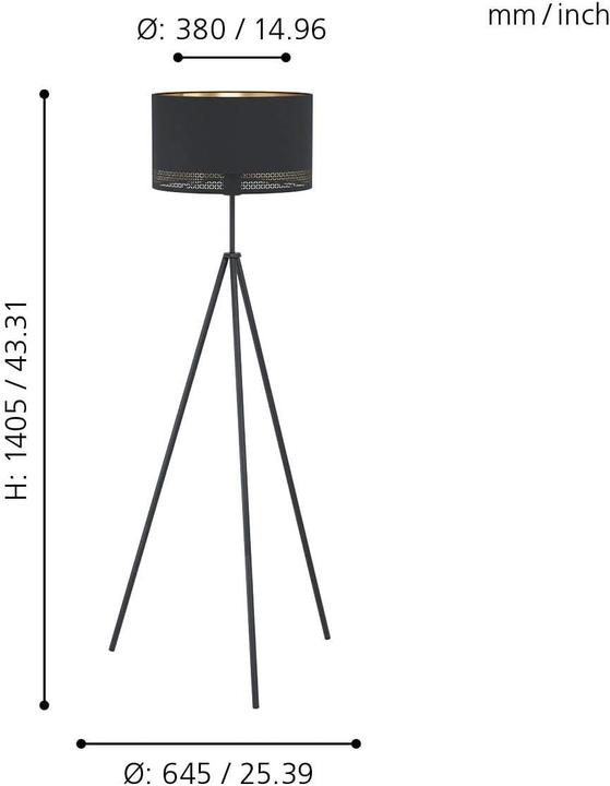 Produktbild EGLO Stehleuchte ESTEPERRA 1x E27, Schwarz/Gold (E27)