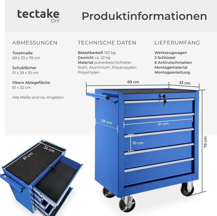 Image du produit tectake Chariot à outils (1 x)