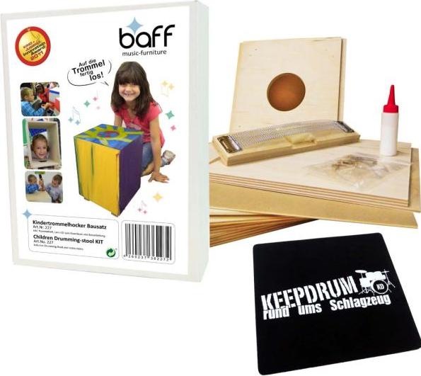 Produktbild Baff Kinder-Trommel-Hocker Cajon Bausatz 38 mit keepdrum Sitz-Pad (Trommel)
