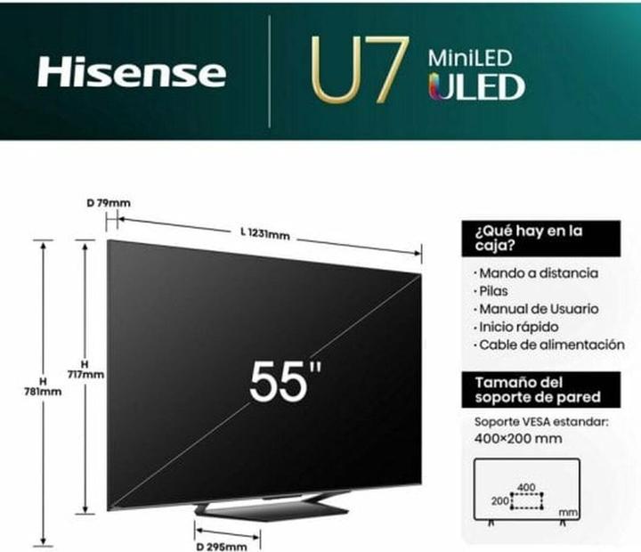 Produktbild Hisense TV 55U7NQ (55", U7N, Mini-LED, 4K, 2024)