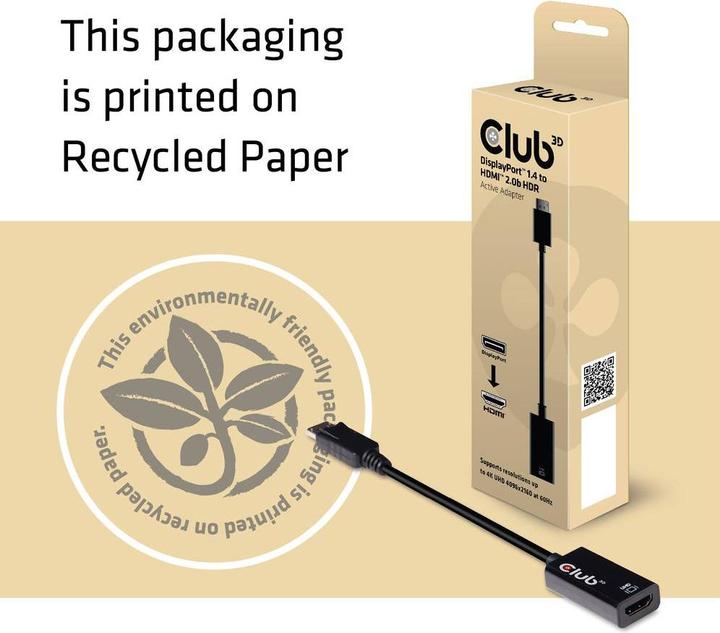 Produktbild Club 3D DP 1.4 auf (0.18 m, DisplayPort, 2.0)
