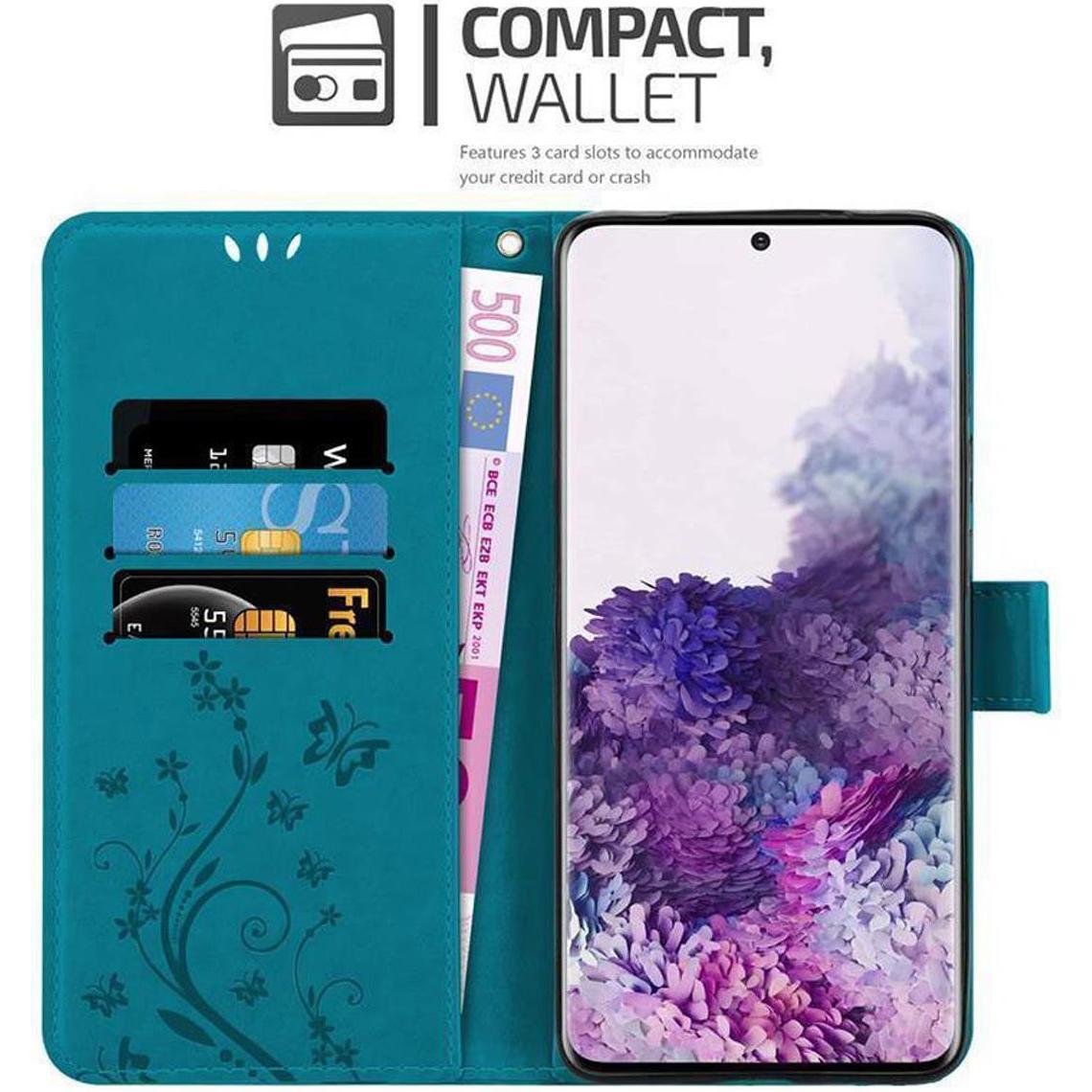 Thumbnail - Cadorabo Flower Book Cover (Samsung Galaxy S20+), Smartphone Hülle, Blau