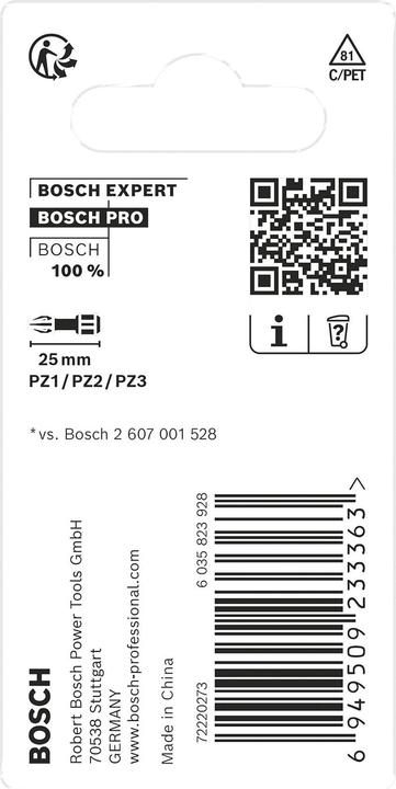 Actual product image Bosch Professional Zubehör PRO Impact Bit (PZ3, PZ2, PZ1)